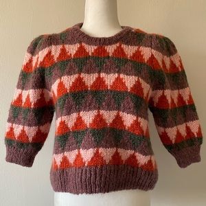 NWOT ZARA Mohair Blend Sweater with Puff Sleeves